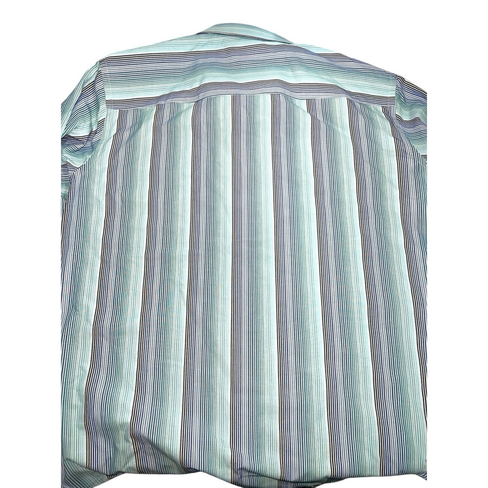 Men's‎ Michael Kors Michael Long Sleeve Button Up Shirt Blue/Green Stripe XXL - Picture 7 of 7